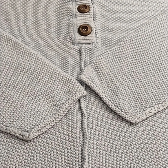 Natural Reflections Light Blue Textured, Button, Crew Neck, Sweater - Picture 9 of 10